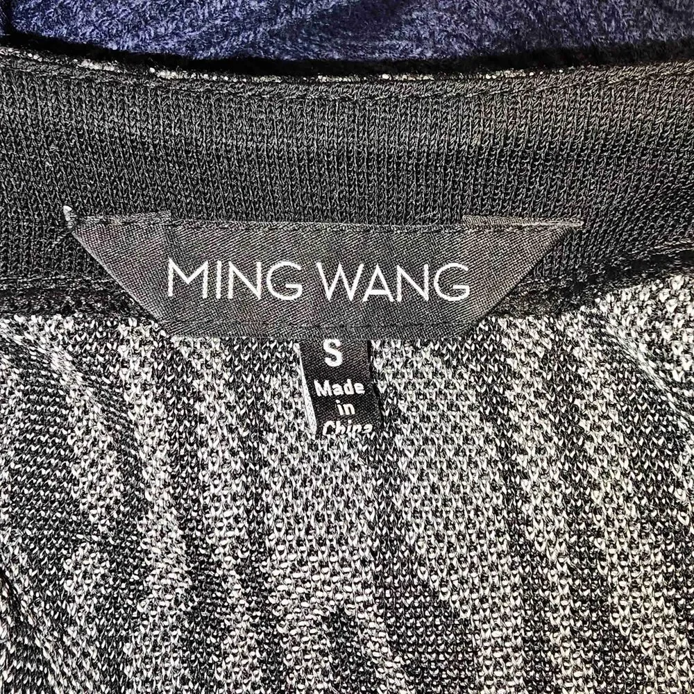 Ming Wang Womens Black Gray‎ Animal Print Long Open Front Cardigan Sweater Small - Picture 4 of 5